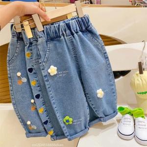 Ambroidered Flower Girl Jeans Baby Boy Kids Jeans Girl Pants Daduhey Wide Leg Pants Harem Trousers Clothes Bottoms2026