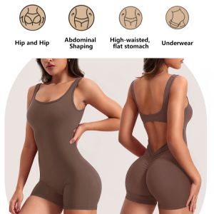 Bodycon Backless Jumpsuit with V-Neck and Butt-Lifting Design  Yoga Jumpsuit Shoulder Straps  Backless Hip Lifting Jumpsuit