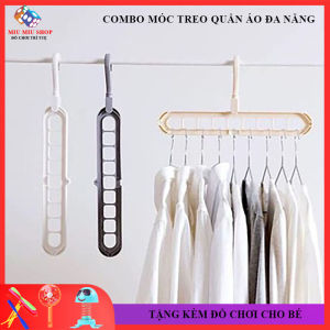 [Tặng Thêm Quà] Combo 3 5 Móc Treo Quần Áo Đa Năng Thông Minh 9 Lỗ Gấp Gọn Móc Phơi Quần Áo Đa Năng Thu Gọn 9 Ô Móc
