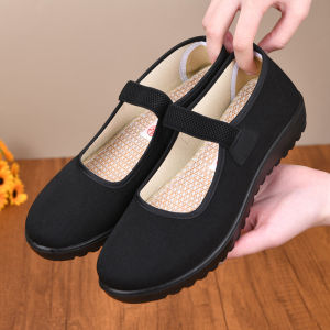 WomenS Black Soft-Soled Dance Shoes Flat Shoes For Hotel Work Work Shoes Mid-Heel Mom Shoes Non-Slip