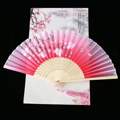 FUTUI Multi-pattern 1 pcs Colorful Bamboo Wooden Summer Gift Vintage Style Dance Hand Fan Fan Crafts Folding Fan Home Decoration