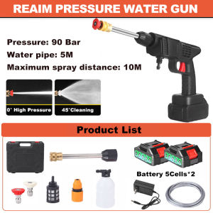 REAIM Pressure Washer Cordless Car Washer Water Handheld Spray Gun agriculture water gun Wireless washing portable washing machine Free Lithium Battery