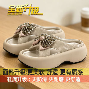 [Free Shipping] WomenS Summer Beach Sandals 2026 New Style Thick-Soled Height-Increasing Rhinestone Flip-Flops For Outdoor Wear