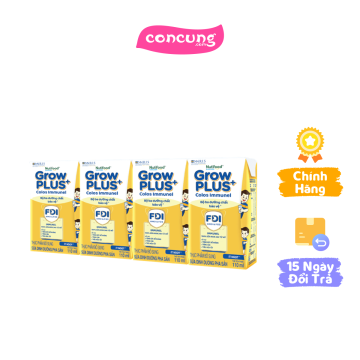 Thực phẩm bổ sung sữa dinh dưỡng pha sẵn GrowPLUS+ Colos Immunel, 4x110ml (trên 1 tuổi)