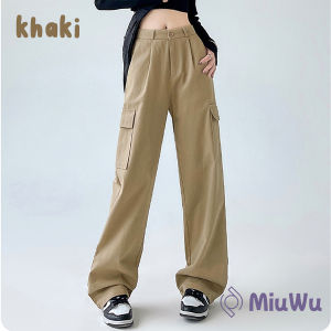 MiuWu H1194Celana Cargo Wanita Highwaist Wide Leg Loose Pants Cargo Korean Style/Celana Kargo Wanita Import