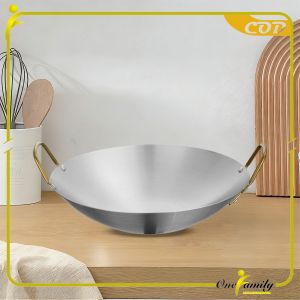 ONE-C1212 Wajan Penggorengan Stainless Steel Kuat Gagang Gold Anti Lengket / Wajan Premium Quality