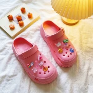 [Free Shipping] Summer Perforated Shoes For Home Indoor And Outdoor Wear Thick-Soled Non-Slip Wear-Resistant Silent Breathable CoupleS DIY Slippers For Men