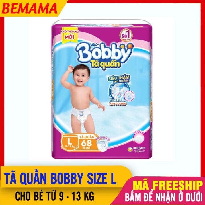 Tã Quần Bobby Size L 68 Miếng , Cho Bé 9-13kg, Siêu Thấm, Thoáng Mát, Mềm Mại Cho - Tã Quần Sơ Sinh, Bỉm Dán Bobby, Bỉm Quần Bobby, Tả Dán, Ta Bim Quan Bobby, Tã Sơ Sinh, Bỉm Quầm,Tả bobby, bỉm bobby,Quần bobby - Ta Quan Bobby Size L