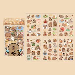 Giorgione schoolsupplies stickers 6 Pcs/Bag Creative Capybara Hand Ledger Stickers Cartoon Animal Cute Capybara Sticker Bag Stationery Toy Aesthetic Scrapbooking DIY Material Childrens