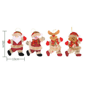 4 PCS Christmas Plush Doll Hanging Decorations Classic Santa Snowman Reindeer Bear Pendants Festive Ornament Set
