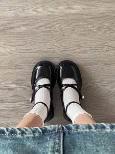 G7 British Style Chunky Heel Womens Leather Shoes 2025 Spring and Summer New French Style Elegant Single Shoes to Match Dresses Japanese Style jk Mary jane shoes 7/7