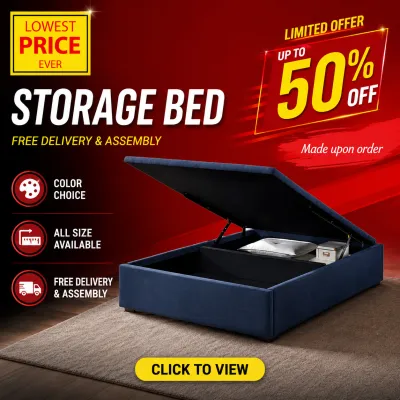 Storage Bed Base 12 Inch Internal Depth - Color Choice - Free Assembly