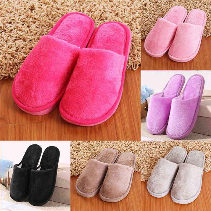 Hang qiao shopHangQiao pair Long Plush Cotton Slippers Home Indoor Shoes  Winter Slippers Family Cute Soft Slippers Lazada - Main Image