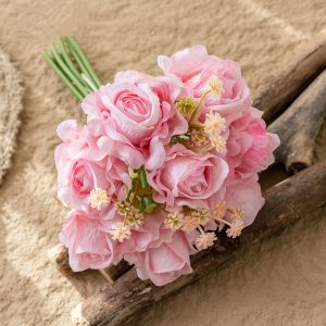 CEMOMEF Real Touch Artificial Roses Bouquet 8 Heads Luxury Fake Plants DIY Vase Decor Handmade Silk Rose Flowers Home Office Decor