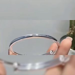 Simple Classic Personality Open Pure Silver Bracelet for Women Silver Bracelet 999 Silver Glossy Round Bar Push-Pull Bracelet Jewelry