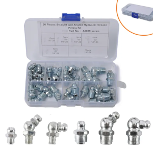 60 pcs/Set Hydraulic Zerk Grease Fitting Kit Metal Grease Nipple Fitting Universal For Car Motorcycle