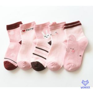 BU ถุงเท้าเด็ก แพ็ค 5 คู่ ถุงเท้าข้อยาว สำหรับเด็ก 1-3 ปี ผ้าดี ลายน่ารัก ของใช้เด็ก ชุดเด็กอ่อน เสื้อผ้าเด็กอ่อน baby girl AS069