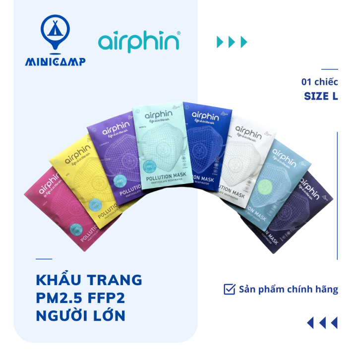 Khẩu trang PM2.5 FFP2 người lớn (AIRPHIN) | nhiều màu | Lazada.vn