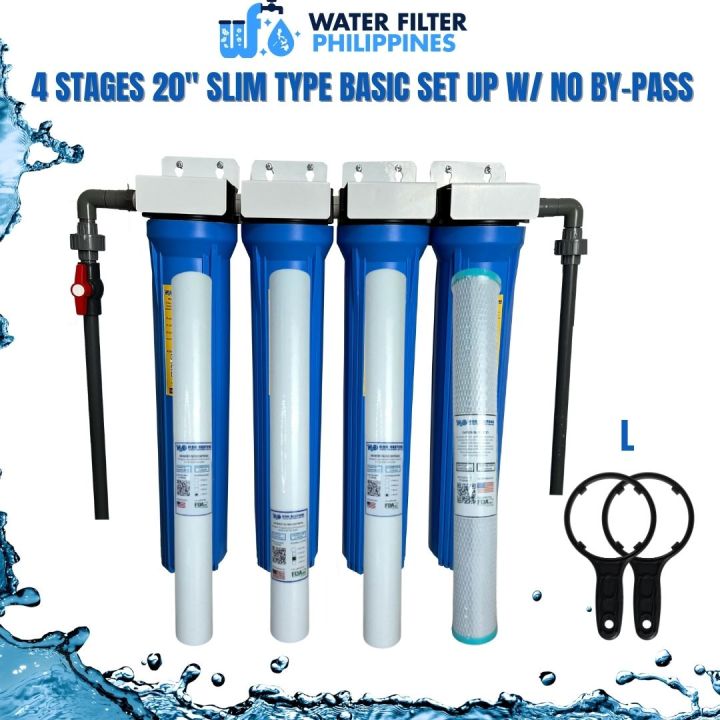 Water Filtration System Top Selling 4 Stages 20" Slim Type Basic Set Up Complete Set With Gray