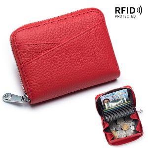 Thông Minh Vua Nhật Bản phong cách thẻ RFID chủ cho nam nữ da bò thật ví đựng tiền xu thời trang ví có khóa kéo 7363