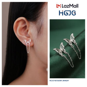 Bông Tai Bạc 925 Nữ HGJG Hình Bướm Dễ Thương Đính Đá Viền Lấp Lánh Đeo Hằng Ngày Đi Chơi Xinh Xắn
