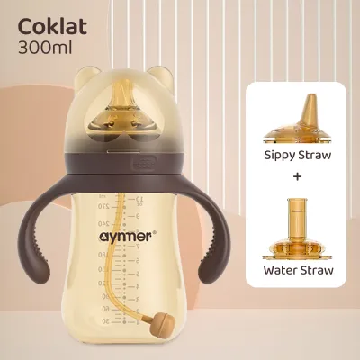 Aynmer 3 IN 1 Botol Susu Bayi Anak-anak Sippy Cup Tahan panas Botol Bayi Dengan Sedotan 300ML