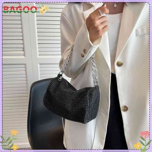 Elegant Women Chic Bling Diamonds Shoulder Bags Women Shiny Rhinestones Thick Chain Bag Luxury Crossbody Totes Female Purses Handbag