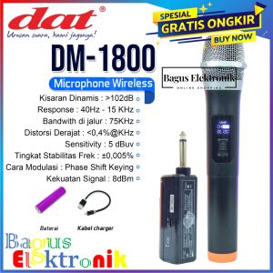 Microphone DAT DM-1800 Microphone Profesional Mic Wireless Mic Profesional UHF Wireless