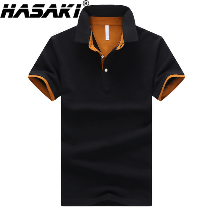 HASAKI New Men Polo Shirt Mens Solid Polo homme Casual Short Sleeve Tops  for Man Patchwork 100% Cotton Plus Size Lazada PH