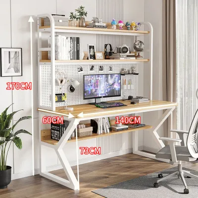 STON Study Table With Hanging Board Home Desk Bookshelf Integrated Desk Student Table Storage Rack Meja Belajar Notebook Table 书桌书架一体