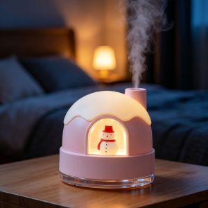 Snowhouse Humidifier Rechargeable Cute Snowman Night Light Portable Fine Mist Air Humidifier for Bedroom Home Office