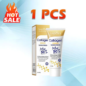 SADOER Collagen Sunscreen SPF 50 PA+++ 40g - Tabir Surya Melembabkan & Mencerahkan Ringan Tidak Lengket untuk Wajah dan Badan
