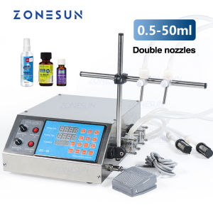 ZONESUN Double Nozzle Peristaltic Pump Liquid Solvent Milk Filling Machine For Juice Beverage Essential Oil Filler