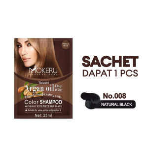 Shampoo Semir Pewarna Rambut ( 1 Sachet ) Mokeru Argan Oil untuk Hilangkan Uban Instant