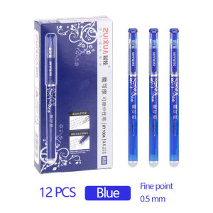 12 Cây Bút Gel Xóa Được Văn Phòng Phẩm Bút Bi Màu Xanh Đen Một Tá 0.5 Mm