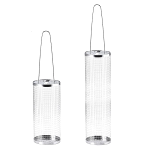 Rolling Grilling Basket BBQ Grilling Grate Barbecue Tool Stainless Steel Round Grills BBQ Supplies for Outdoor Use