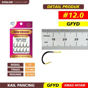 Sonline Kail Pancing Gold Hitam 10pcs High Carbon Steel Barbed Fishing Hook Tackle Kail GFYD