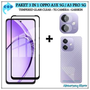 3 in 1 Tempered Glass Oppo A3 A3X 4G A3X 5G A3 Pro 5G Tempered Glass Layar Anti gores Camera Garskin