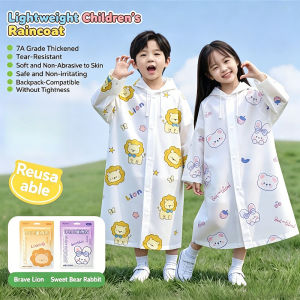 Cartoon Kids Raincoat Thickened TPE Full Body One Piece Waterproof Portable Rainwear