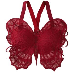 Women Butterfly Lace Strappy V Neck Crop Top Padded Bustier Bralette Floral Backless Camisole Vest Festival Beach Bra