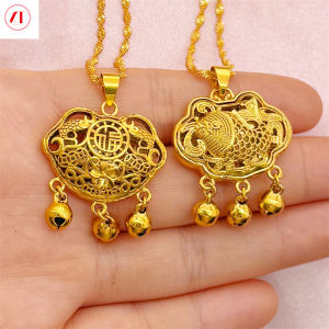 XT Jewellery Korea 24k Hollow Lock Pendant Necklace Women 916 Original Gold Plated