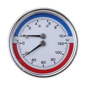 Professional Thermomanometer Temperature Pressure Gauges up to 120 ℃ & 10 Bar 1/8/1/4inch for Floor Heating Systems