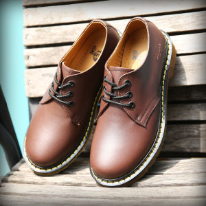 (With  box)Couple Low Cut Martin Boots Classic Short Boots Fashion Leather Breathable Anti-slip Boots