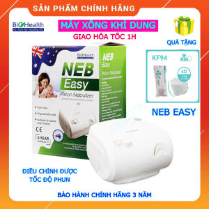 (HỎATỐC-1H) Máy xông mũi họng Biohealth NebEasy cho trẻ em & người lớn - Điều chỉnh được tốc độ xông - Độ ồn thấp hạt mịn bền bỉ - Máy xông khí dung Neb Easy Chính hãng