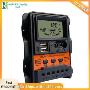 【HFM】 Solar Charge Controller 12V 24V Solar Panel Voltage Regulator LCD Display Dual USB Output Support for iPhone Charging