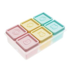 Multipurpose 6 Section Silicone Freezer Tray With Sealed Cover Box With Lid For Handmade Puree Ice Cubes Treats