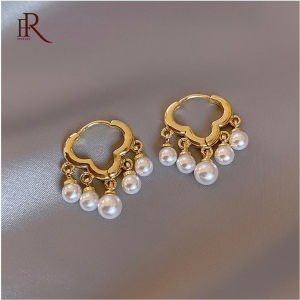 Frascati Korean New Design Fashion Cloud Shaped Pearl Tassel Hoop Earrings Elegant Womens Wedding Party Jewelry Gift