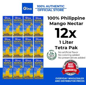 12x Gina Mango Nectar Juice 1 Liter (1L) Tetra Pak Package (12 Packs)