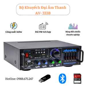 Bộ Khuếch Đại Âm Thanh Nổi Bluetooth AV-016 Công suất đầu ra 160W/ 220V. Amply Bluetooth HiFi 2 Mic 2 Kênh.