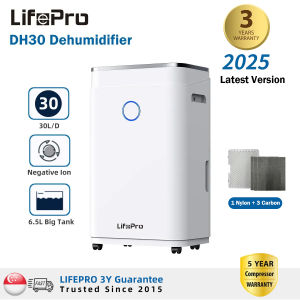 LifePro DH30 Dehumidifier 30L/Day | 6.5L Tank | WiFi & Bluetooth | Ion & Negative Ion Purification | Suitable for Living Room | 3Y Warranty